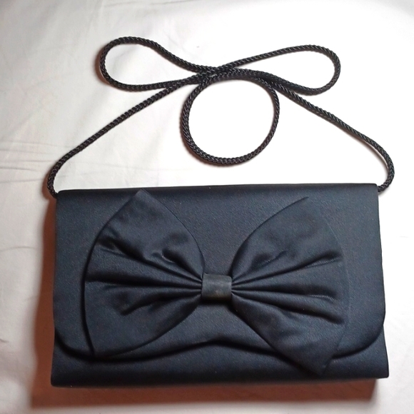 Vintage Satin Black Bow Mini Bag - Picture 1 of 12